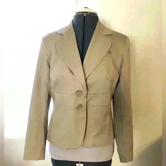 Worthington Khaki Beige Light Brown Career Blazer Jacket Women 8 Petite - Picture 2 of 10